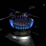 flames burning from gas stove